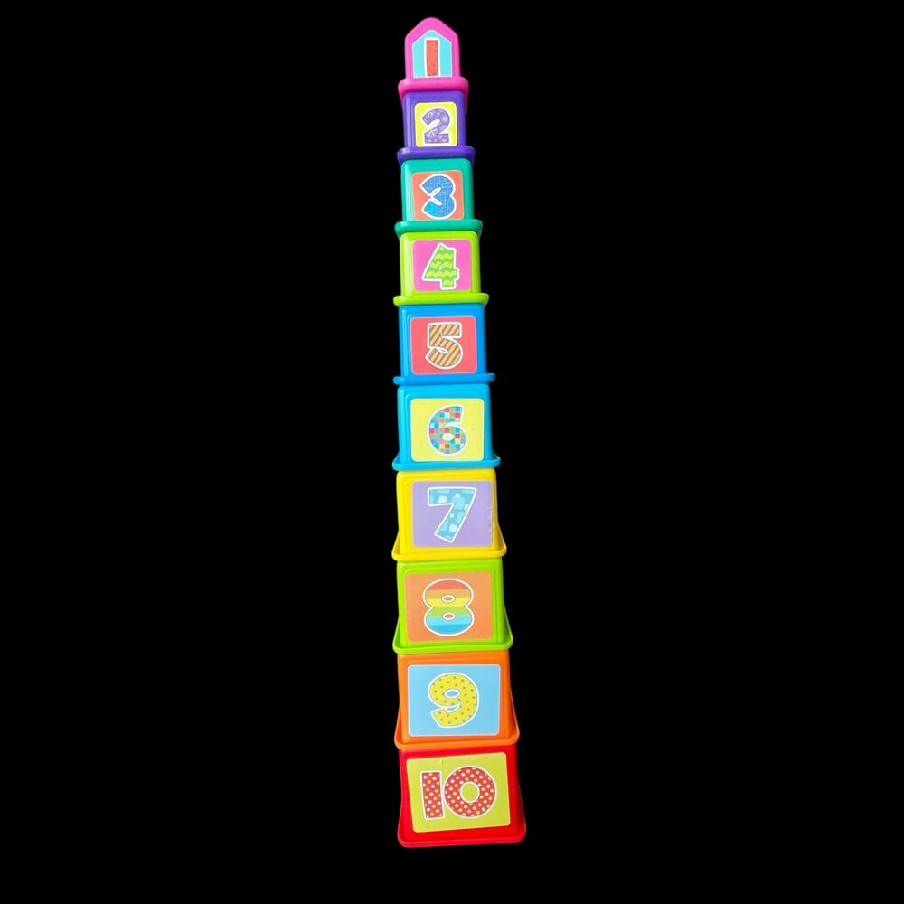 Playgo Stick & Stack Blocks Toy Colorful Nesting w/ Number Decals Letters Child